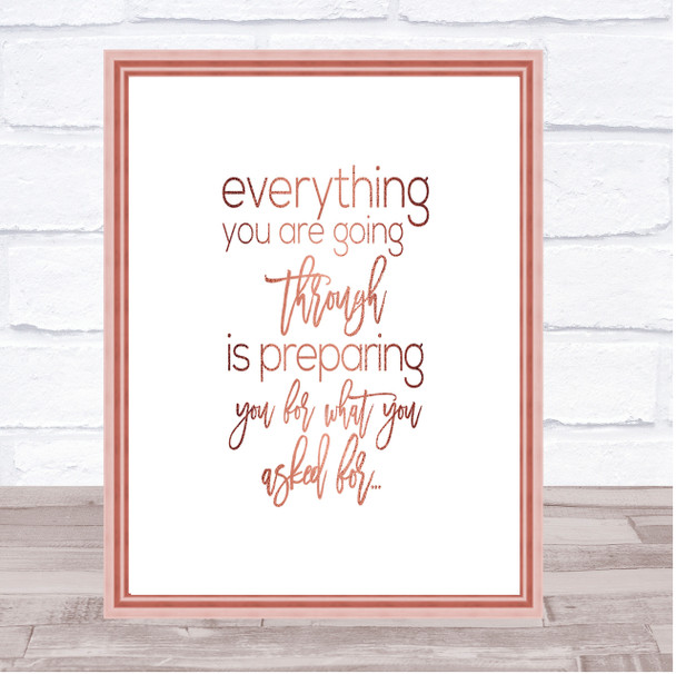 Going Through Quote Print Poster Rose Gold Wall Art