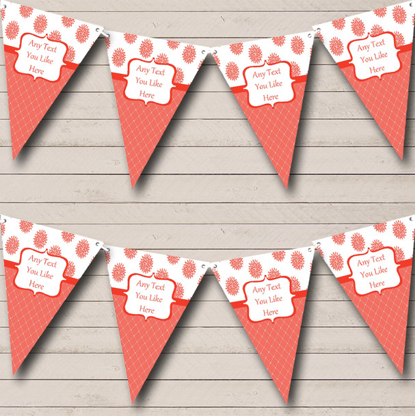 Summer Coral Flowers White Or Shabby Chic Garden Tea Party Bunting
