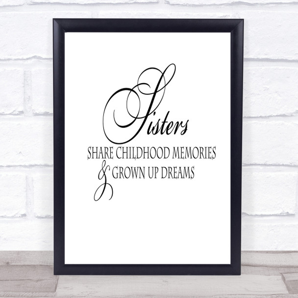 Sisters Share Quote Print Poster Typography Word Art Picture