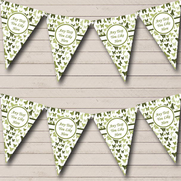 Olive Green Butterfly Shabby Chic Garden Tea Party Bunting