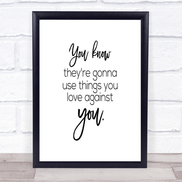 Things You Love Quote Print Poster Typography Word Art Picture
