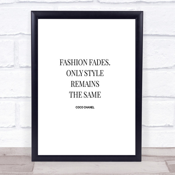 Coco Chanel Fashion Fades Quote Print Poster Typography Word Art Picture