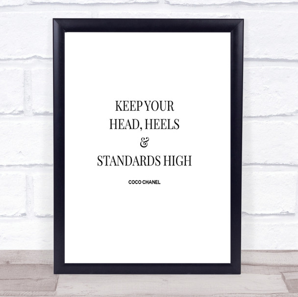 Coco Chanel High Standard & Heels Quote Print Poster Typography Word Art Picture