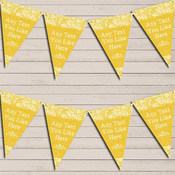 Pretty Lace Golden Yellow Tea Party Bunting Garland Party Banner