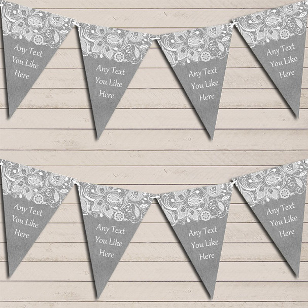Burlap & Lace Grey Tea Party Bunting Garland Party Banner