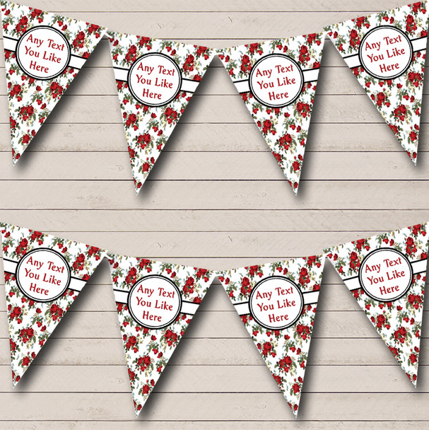White Red And Black Pretty Roses Wedding Venue or Reception Bunting