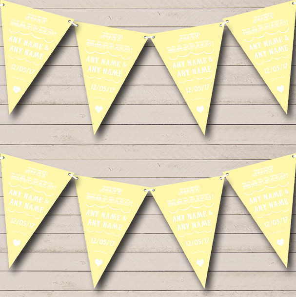 Vintage Just Married Cream Yellow Wedding Bunting