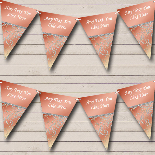Stunning Coral Pink And Silver Wedding Venue or Reception Bunting