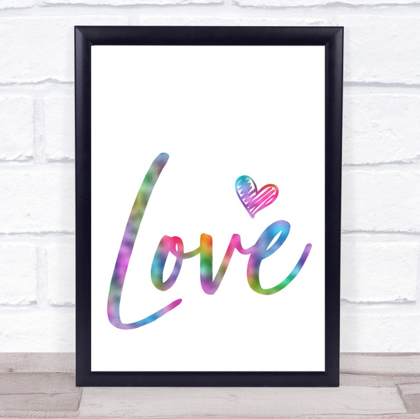 Rainbow Heart Love Quote Wall Art Print