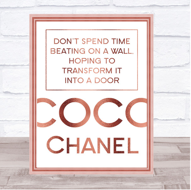 Rose Gold Coco Chanel Don't Spend Time Quote Wall Art Print