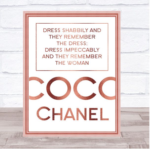 Rose Gold Coco Chanel Dress Impeccably Quote Wall Art Print