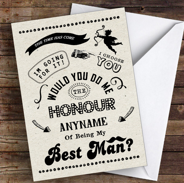 Rustic Will You Be My Best Man Personalised Greetings Card