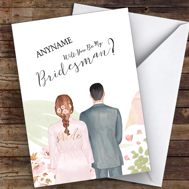 Brown Plaited Hair Black Hair Will You Be My Bridesman Personalised Card