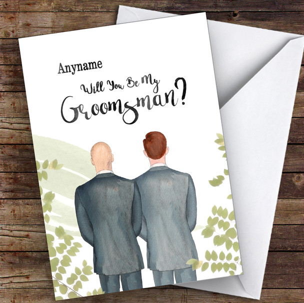 Bald White Ginger Hair Will You Be My Groomsman Personalised Greetings Card