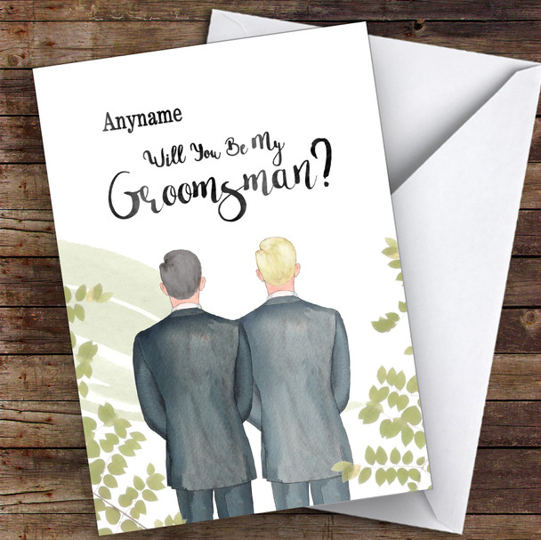 Grey Hair Blond Hair Will You Be My Groomsman Personalised Greetings Card