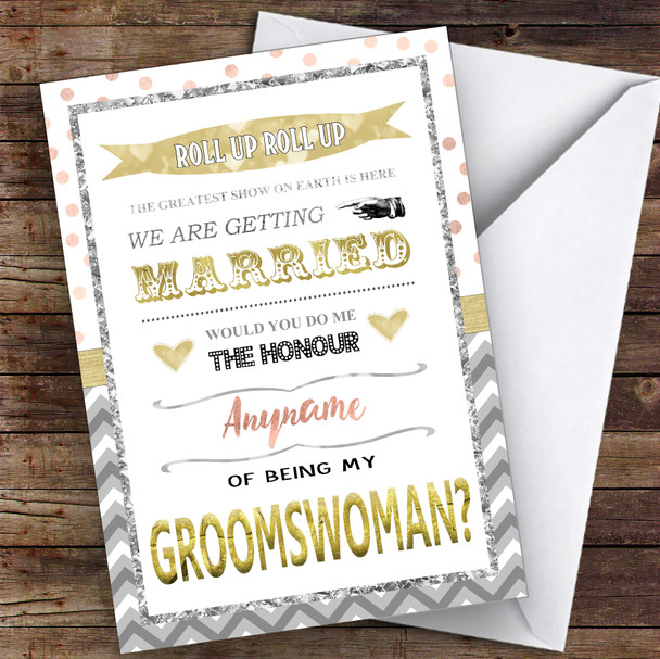 Circus Carnival Will You Be My Groomswoman Personalised Greetings Card