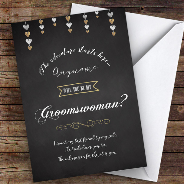 Chalk Stars Will You Be My Groomswoman Personalised Greetings Card