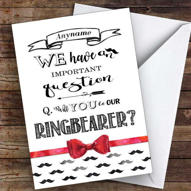 Ringbearer Moustache Will You Be My Ring Bearer Personalised Greetings Card