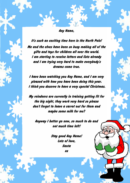 Blue Snowflake Personalised Christmas Letter From Santa
