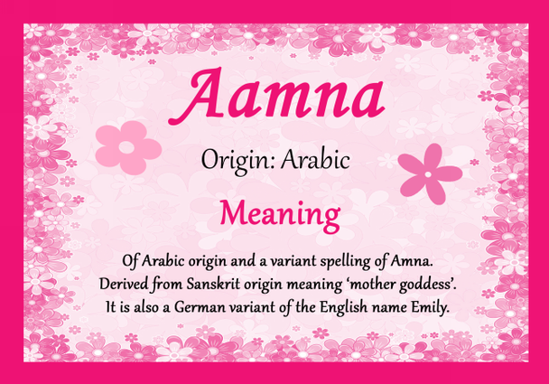 Aamna Personalised Name Meaning Certificate