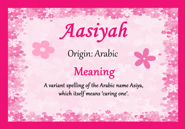 Aasiyah Personalised Name Meaning Certificate