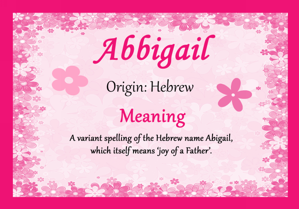 Abbigail Personalised Name Meaning Certificate