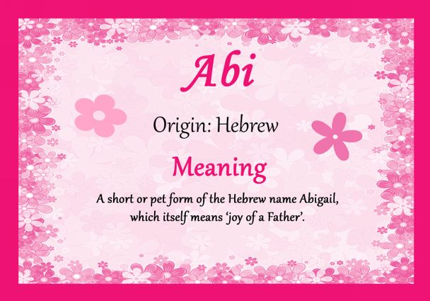 Abi Personalised Name Meaning Certificate