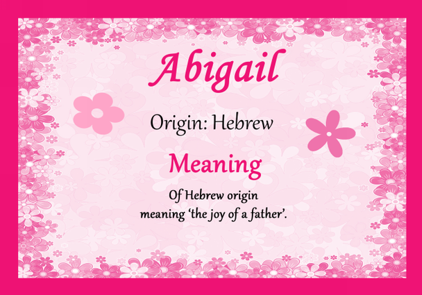 Abigail Personalised Name Meaning Certificate