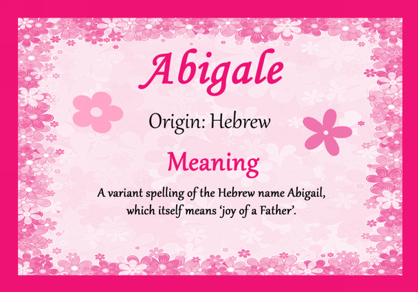 Abigale Personalised Name Meaning Certificate