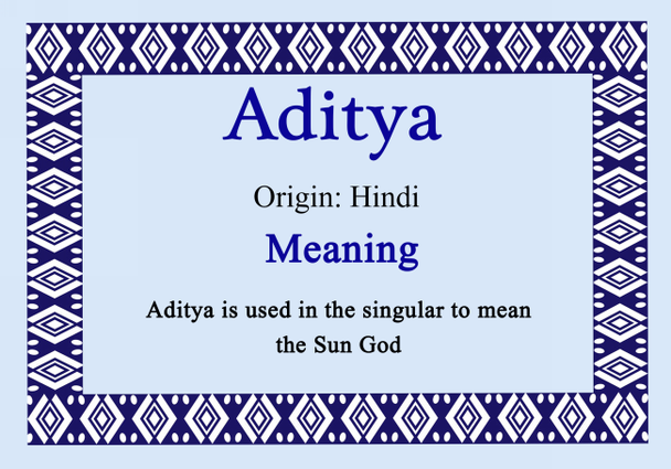 Aditya Personalised Name Meaning Certificate