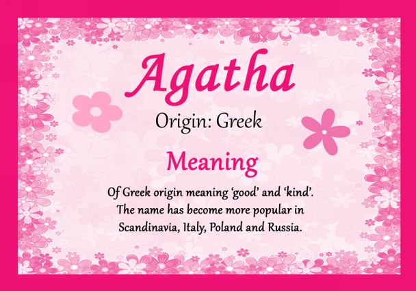 Agatha Personalised Name Meaning Certificate Agatha Personalised Name Meaning Certificate