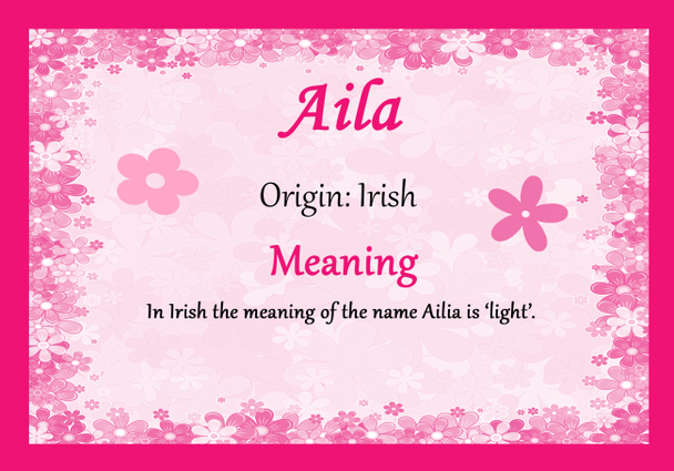 Aila Personalised Name Meaning Certificate