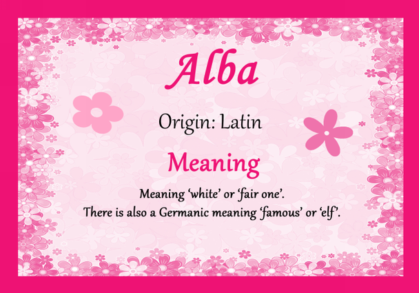 Alba Personalised Name Meaning Certificate