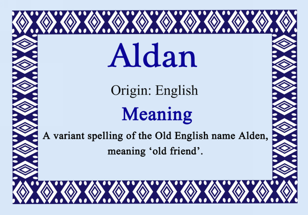 Aldan Personalised Name Meaning Certificate