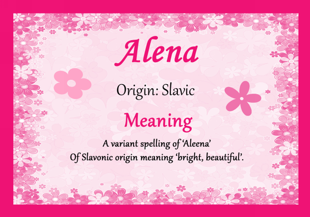 Alena Personalised Name Meaning Certificate