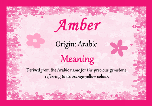 Amber Personalised Name Meaning Certificate