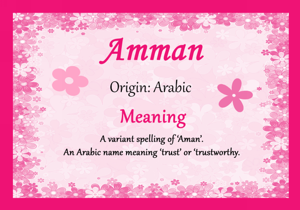 Amman Personalised Name Meaning Certificate