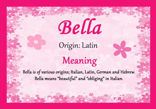 Bella Personalised Name Meaning Certificate