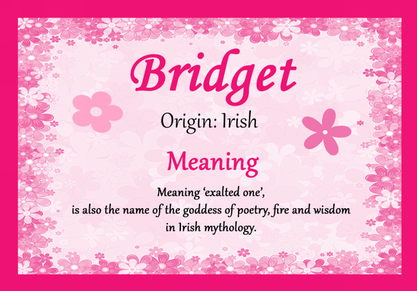 Bridget Personalised Name Meaning Certificate