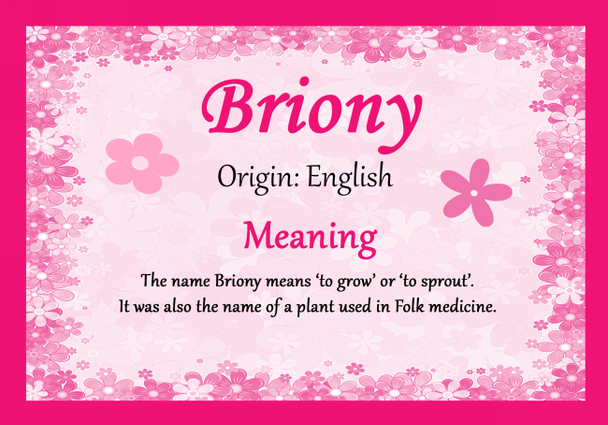 Briony Personalised Name Meaning Certificate