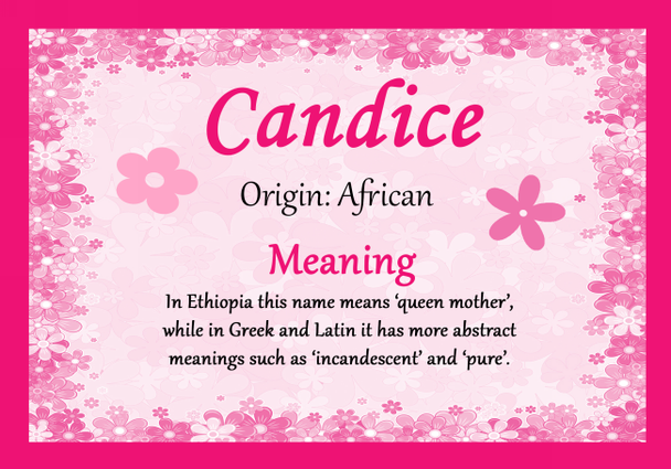 Candice Personalised Name Meaning Certificate