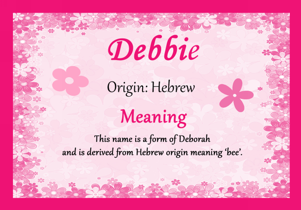 Debbie Personalised Name Meaning Certificate