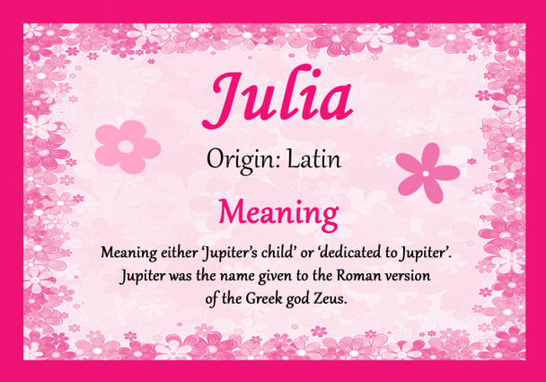 Julia Personalised Name Meaning Certificate