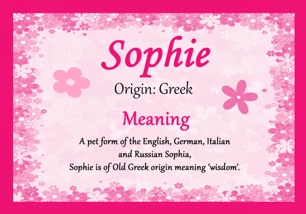 Sophie Personalised Name Meaning Certificate