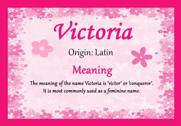 Victoria Personalised Name Meaning Certificate