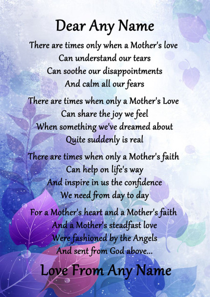 Purple A Mothers Faith Personalised Poem Certificate