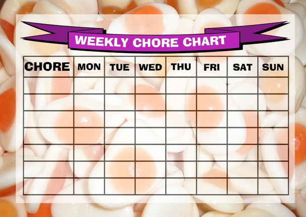 Weekly Chore Rota Task Reward Chart Fried Egg Sweets