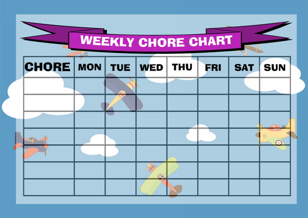 Weekly Chore Rota Task Reward Chart Planes