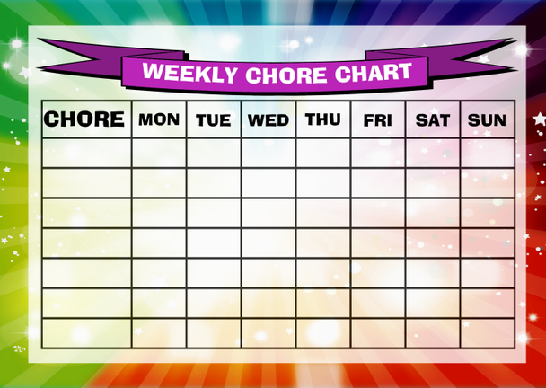 Weekly Chore Rota Task Reward Chart Rainbow Stars