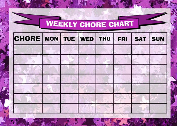 Weekly Chore Rota Task Reward Chart Stars Purple